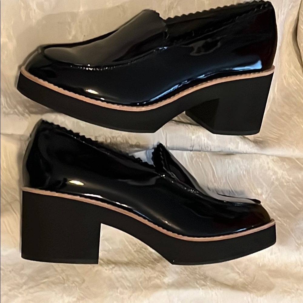 Eileen Fisher Black Patent Platform Loafers